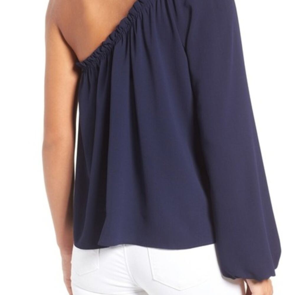 Chelsea28 One Shoulder Blouse NAVY INDIGO Small - Picture 4 of 8